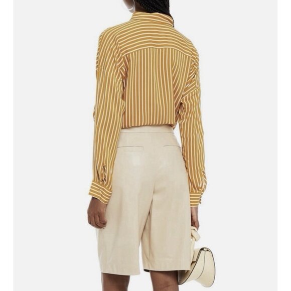 Seafolly New Voile Mustard Yellow Striped Button Down Long Sleeve Top Small - Picture 2 of 7